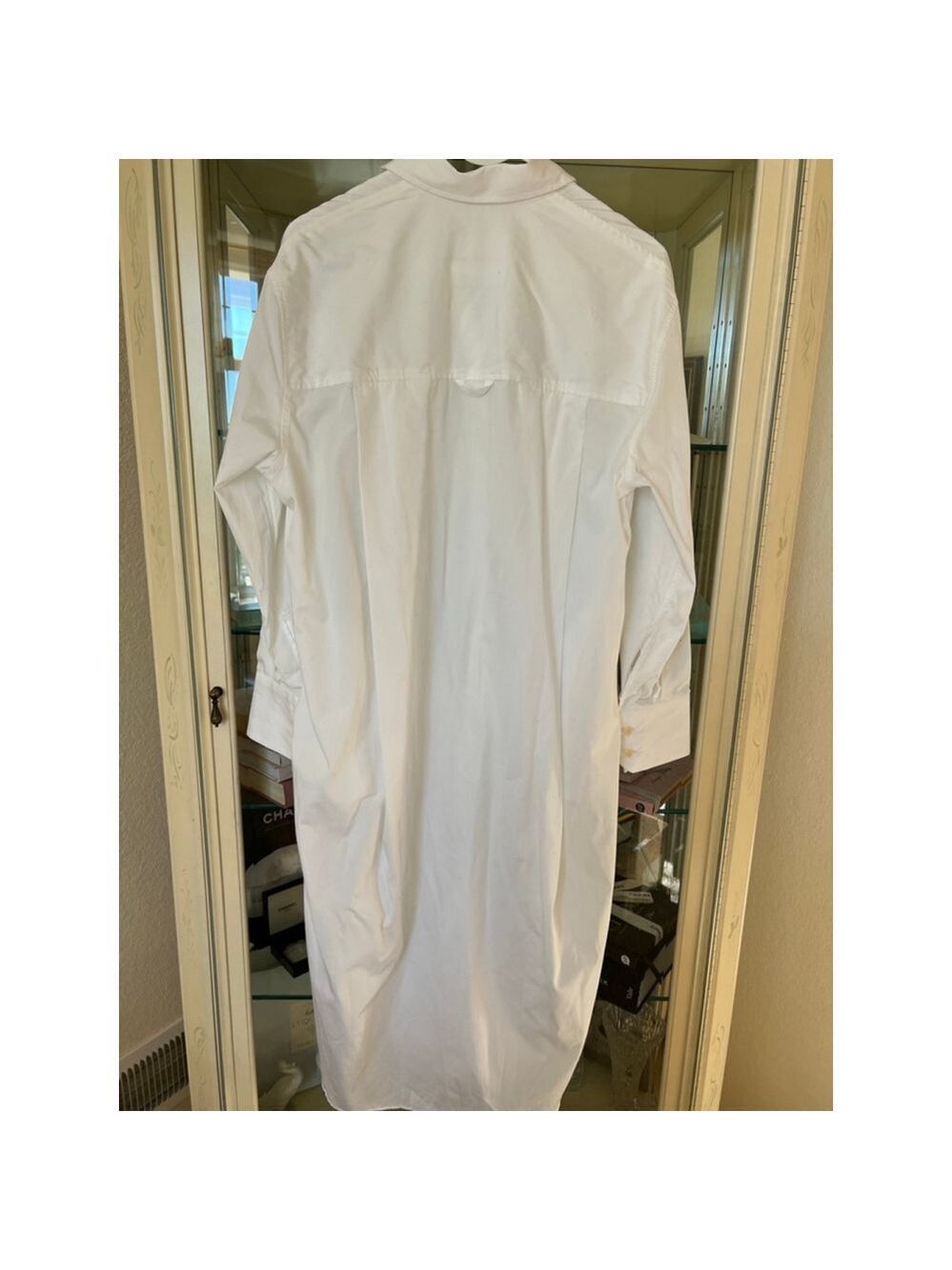 NWOT Maria McManus White Collared Midi Shirtdress M - Picture 3 of 3